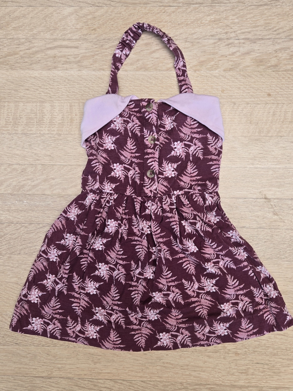 kate quinn Maroon Tropical Fern Halter Dress